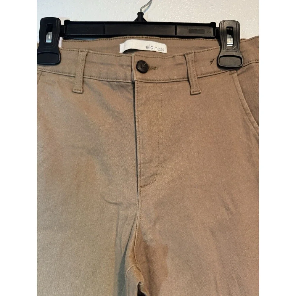 Ella Moss Womens Pants Brown Cropped Wide Leg Pockets High-Rise Belt Loops Sz 6 - Picture 4 of 16